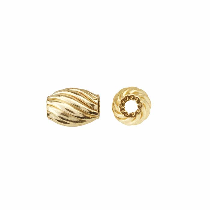 14/20 Yellow Gold-Filled 4.5 x 3.5mm Corrugated Twist Melon Bead