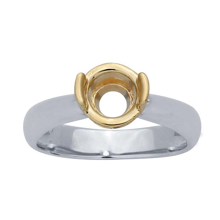 14K White Gold 1-Ct. Round Semi-Mount Engagement Ring Mounting