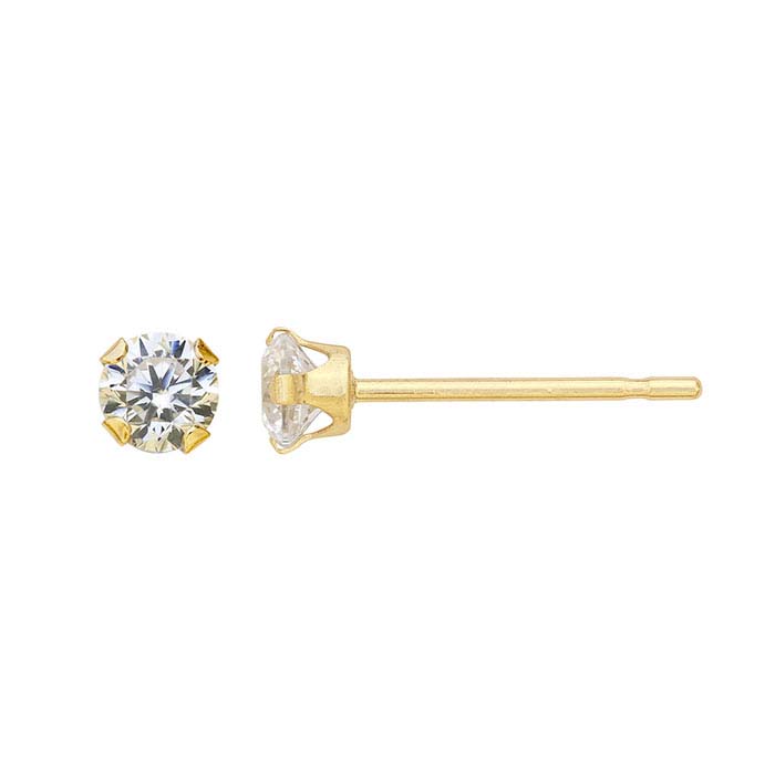 Snap-Set™ 14K Yellow Gold CZ-Set Post Earring