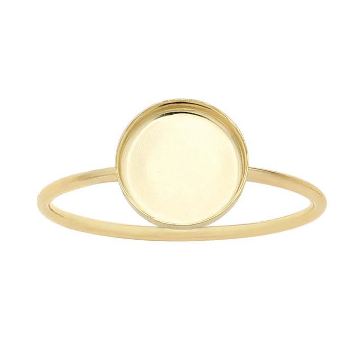 14/20 Yellow Gold-Filled Round Cabochon Ring Mountings