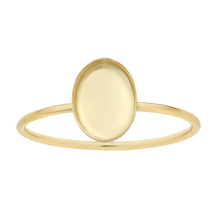 14/20 Yellow Gold-Filled Oval Cabochon Ring Mountings