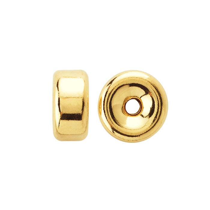 18K Yellow Gold Smooth Roundel Beads