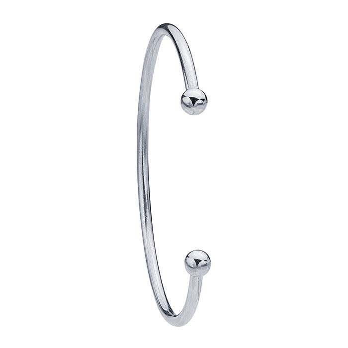 Stainless Steel Cuff Bracelet with Threaded Ball Ends