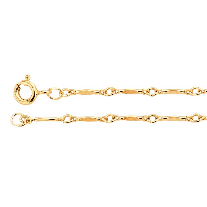 14/20 Yellow Gold-Filled Dapped Bar and Link Chains