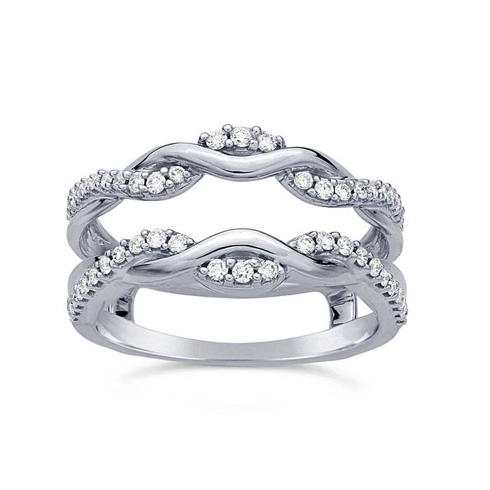 14K White Gold Diamond-Set Twist Wrap Split Shank