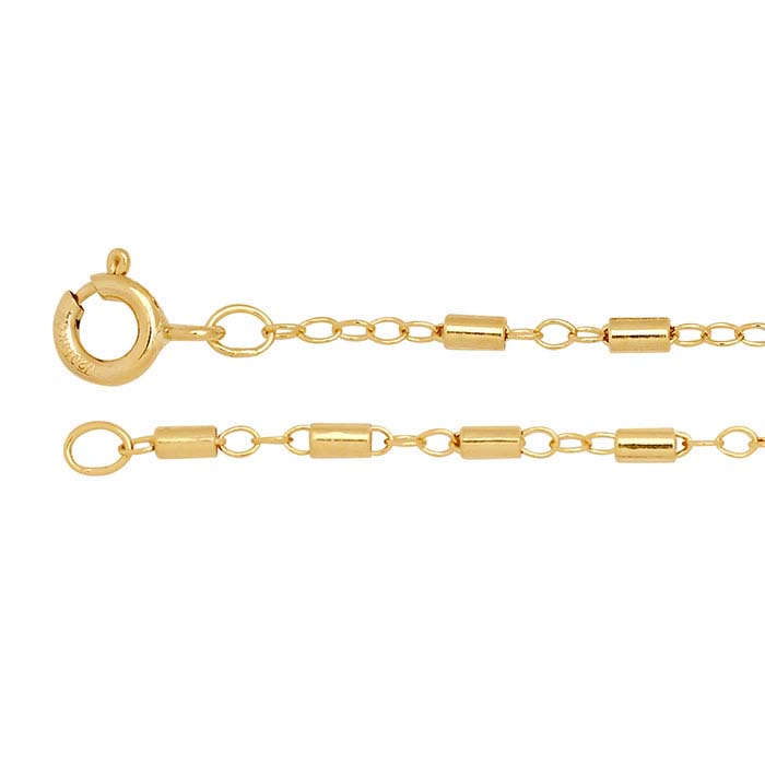 14/20 Yellow Gold-Filled 1.7mm Cable Chain with Tube Beads