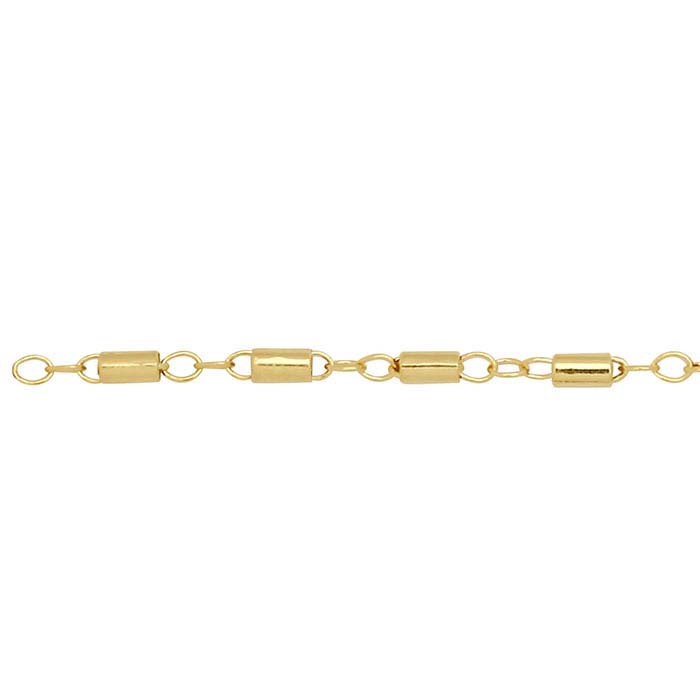 14/20 Yellow Gold-Filled 1.7mm Cable Chain with Tube Beads