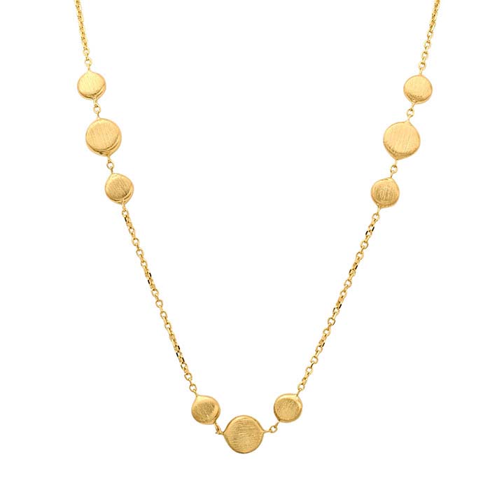 14K Yellow Gold Necklace with Flat Bead Accents
