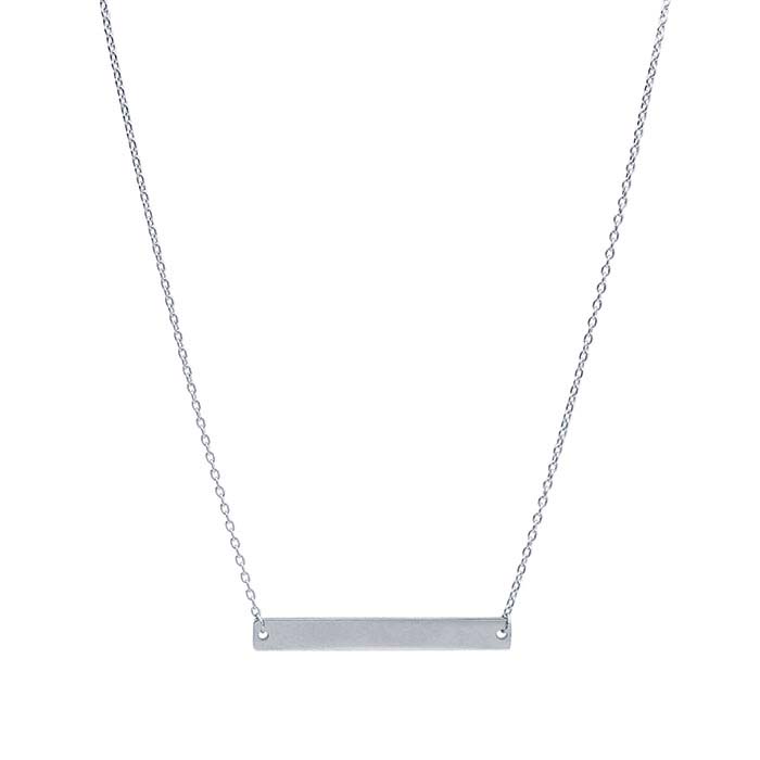 14K White Gold Rectangle Bar Festoon Necklace