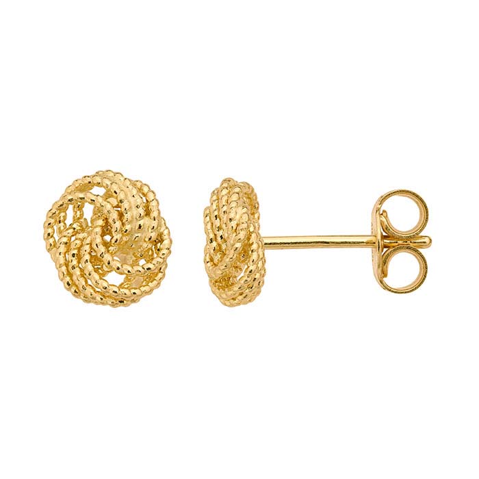 14K Yellow Gold Rope Knot Earrings