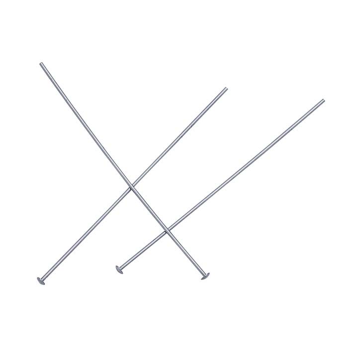 14K White Gold 1-1/2" 1.5mm Domed Head Pin, 1/2-Hard