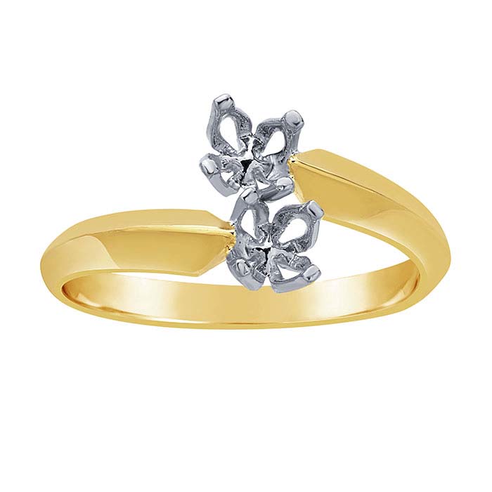 14K Yellow Gold Bypass Two-Stone Ring Mounting
