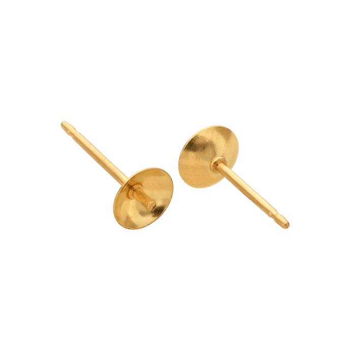 14/20 Yellow Gold-Filled 5mm Pearl Post Earring Mounting