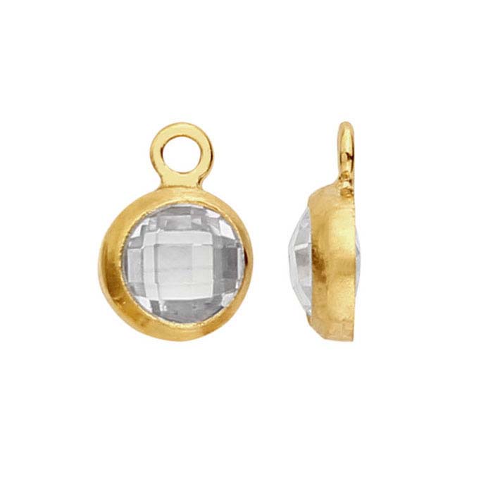 14/20 Yellow Gold-Filled Round Checkerboard White CZ-Set Component