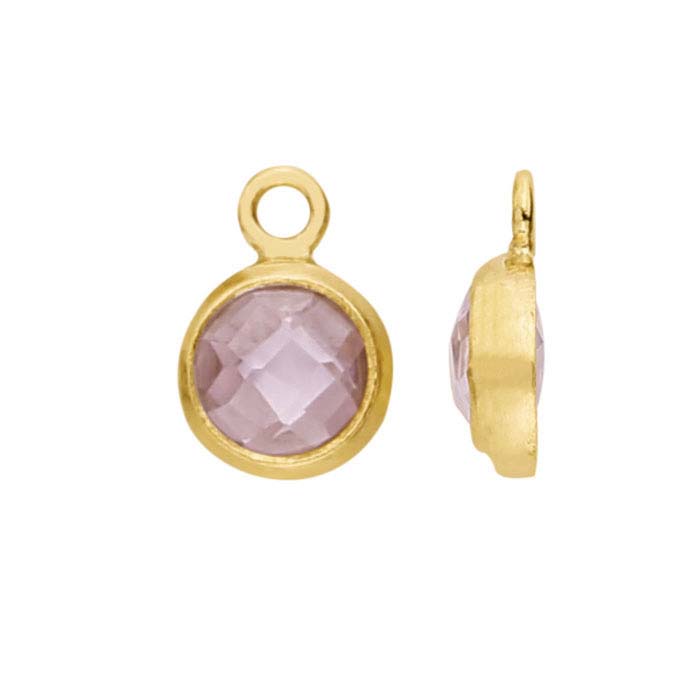 14/20 Yellow Gold-Filled Round Checkerboard Pink CZ-Set Component