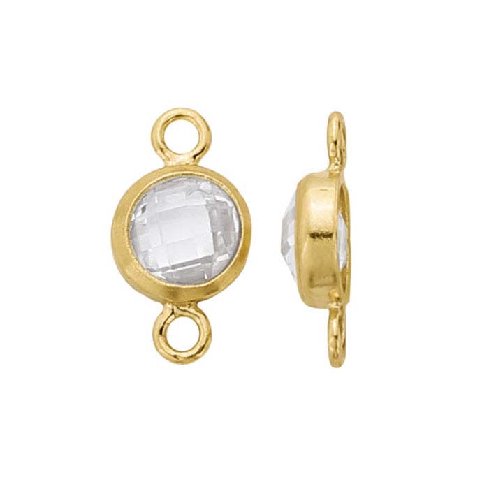 14/20 Yellow Gold-Filled Round Checkerboard White CZ-Set Link Component