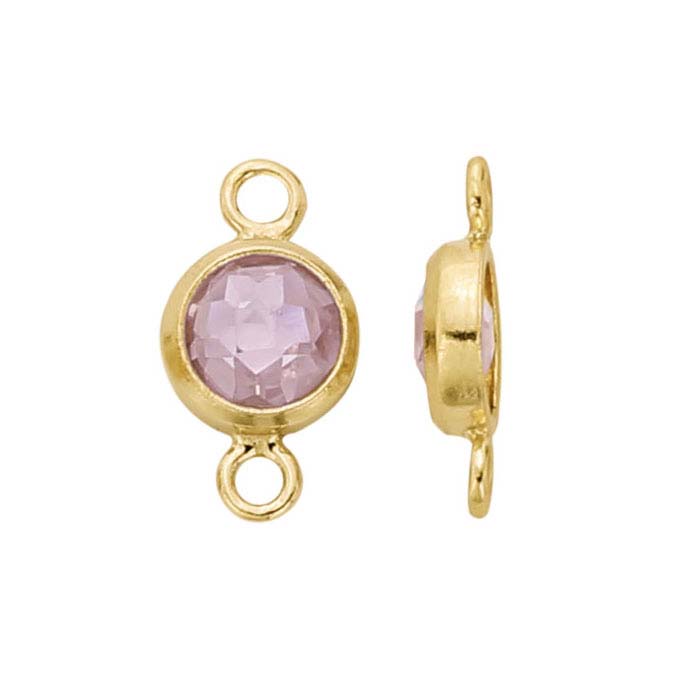 14/20 Yellow Gold-Filled Round Checkerboard Pink CZ-Set Link Component