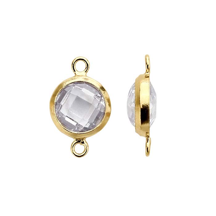 14/20 Yellow Gold-Filled Round Checkerboard White CZ-Set Link Component