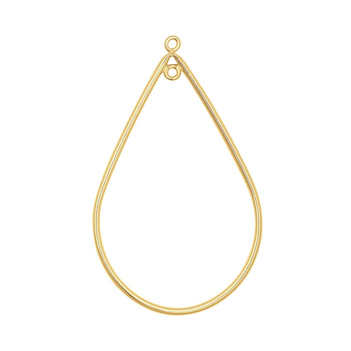 14/20 Yellow Gold-Filled Teardrop Component with Closed Ring and Interior Ring