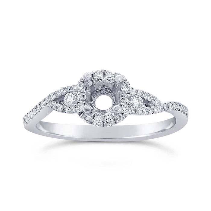 Platinum .25-Ct. Round Semi-Mount Halo Engagement Ring Mounting
