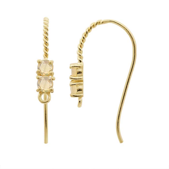 14K Yellow Gold Ethiopian Opal-Set Ear Wire with Closed Ring