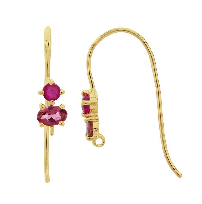 14K Yellow Gold Gemstone-Set Ear Wire with Closed Ring