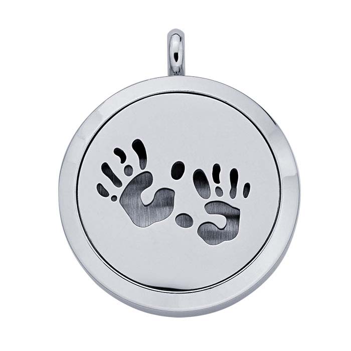 Stainless Steel Handprints Aromatherapy Locket