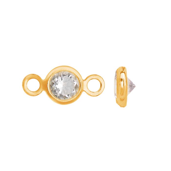 14/20 Gold-Filled Round White CZ-Set Link Component