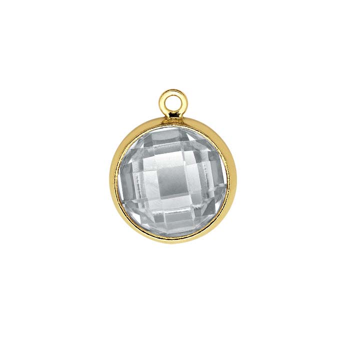 14/20 Gold-Filled Round Checkerboard White CZ-Set Component