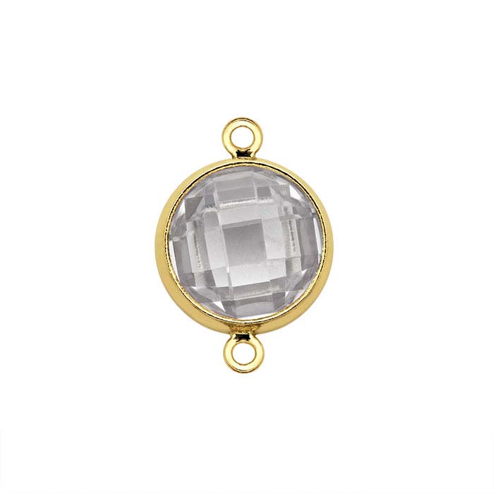 14/20 Gold-Filled Round Checkerboard White CZ-Set Link Component