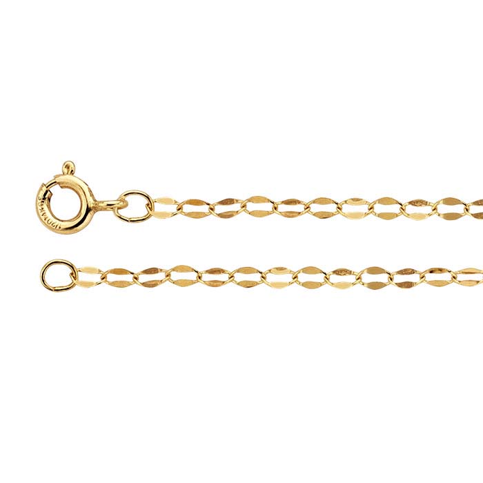 14K Yellow Gold Dapped Oval Cable Chains