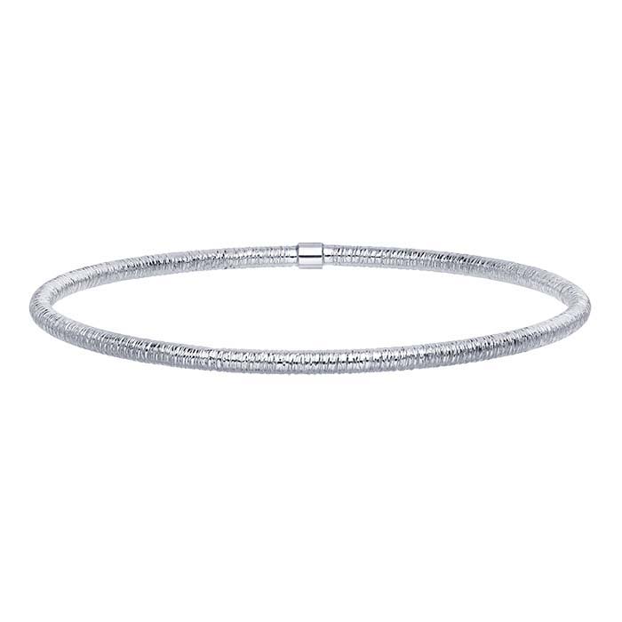 14K White Gold Textured Tubing Bangle Bracelet
