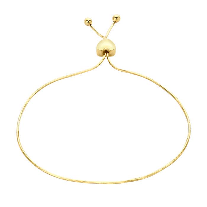 14K Yellow Gold 0.8mm Eight-Sided Seamed Snake Chain Bracelet, Adjustable