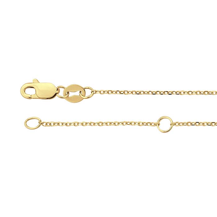 14K Yellow Gold 0.9mm Beveled Oval Cable Chain, Adjustable