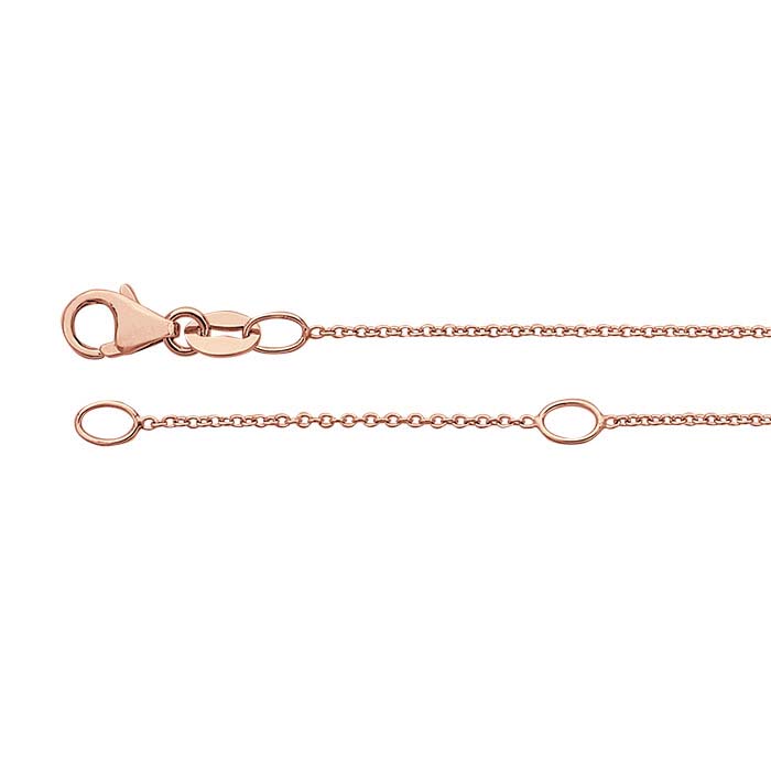 14K Rose Gold 0.8mm Oval Cable Chain, Adjustable