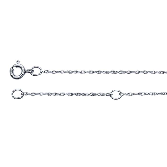 14K White Gold 0.7mm Rope Chain, Adjustable