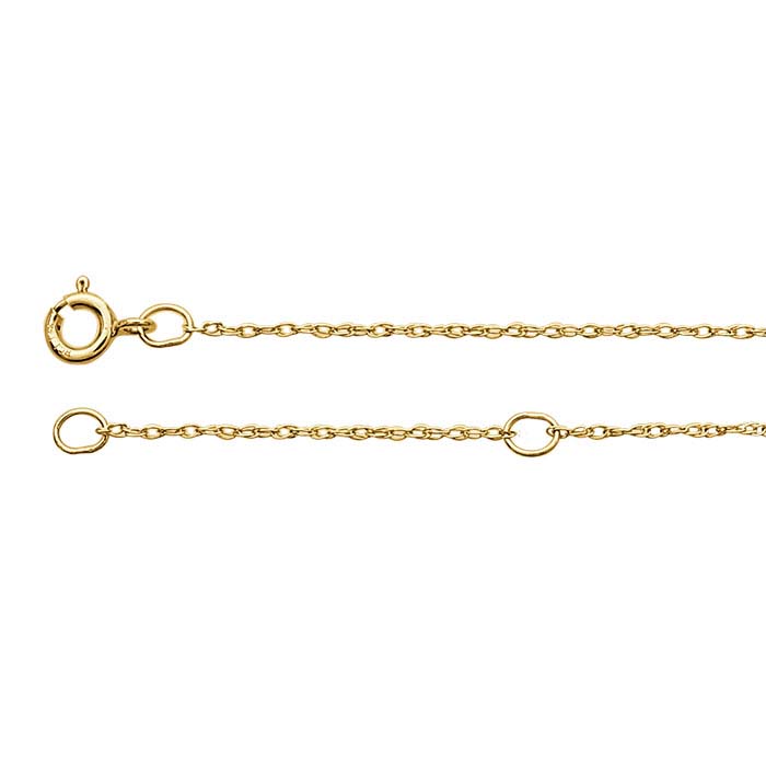 14K Yellow Gold 0.7mm Rope Chain, Adjustable