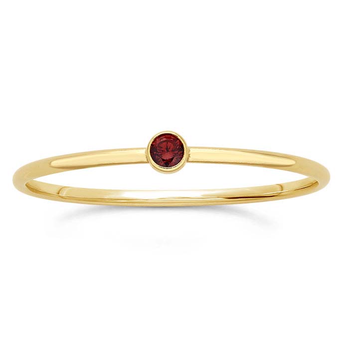 14/20 Yellow Gold-Filled Dark-Red CZ-Set Rings