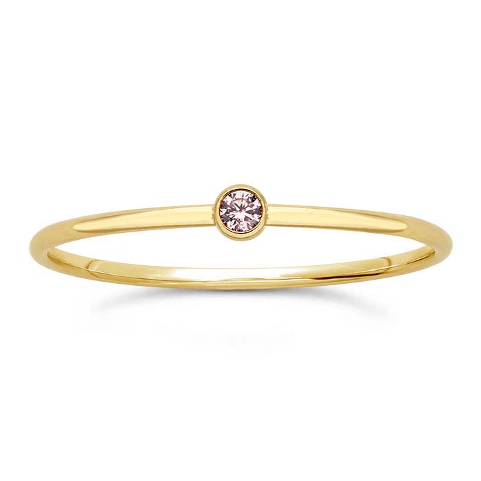 14/20 Yellow Gold-Filled Pink CZ-Set Rings