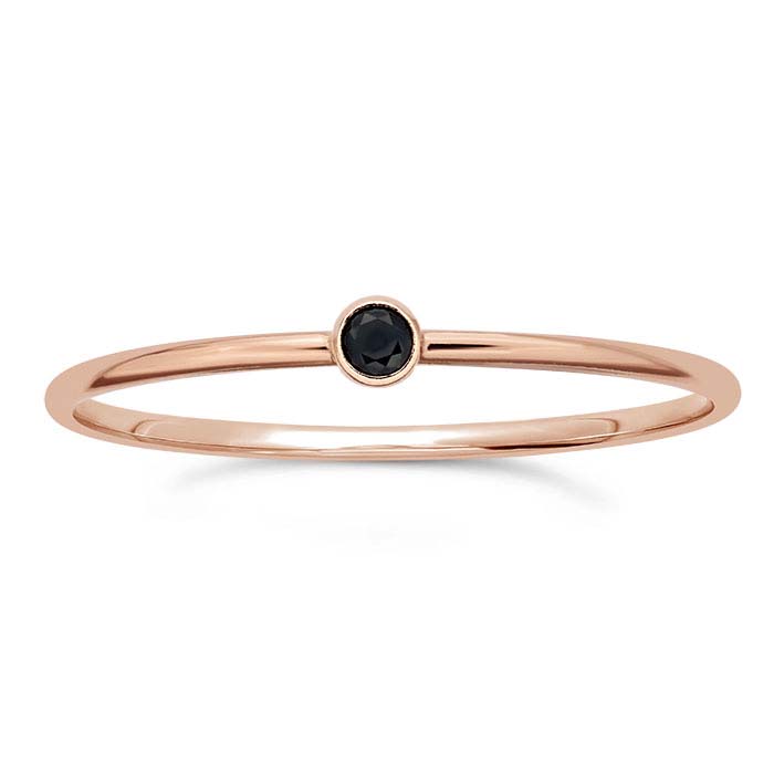 14/20 Rose Gold-Filled Black CZ-Set Rings