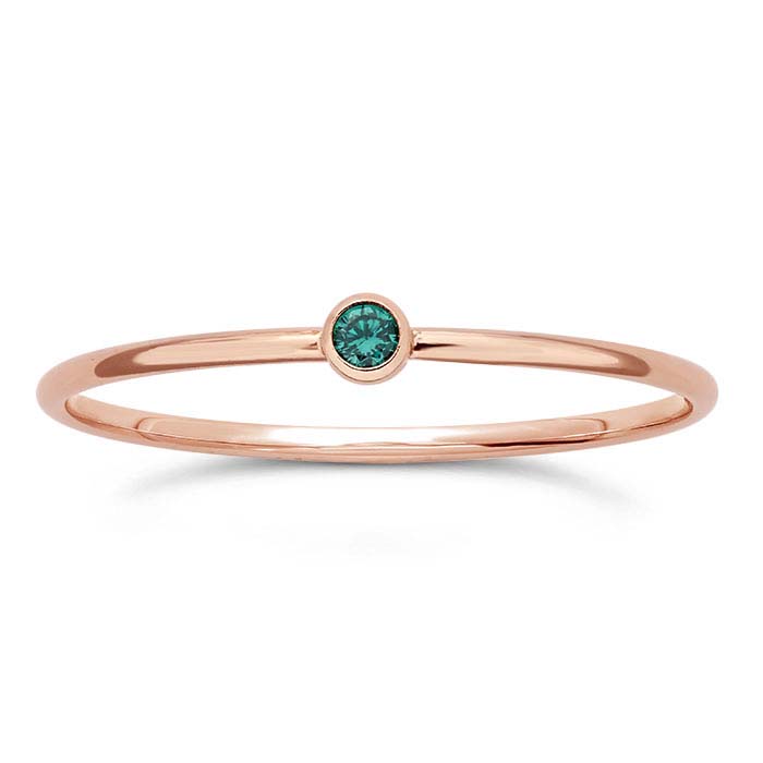 14/20 Rose Gold-Filled Green CZ-Set Rings