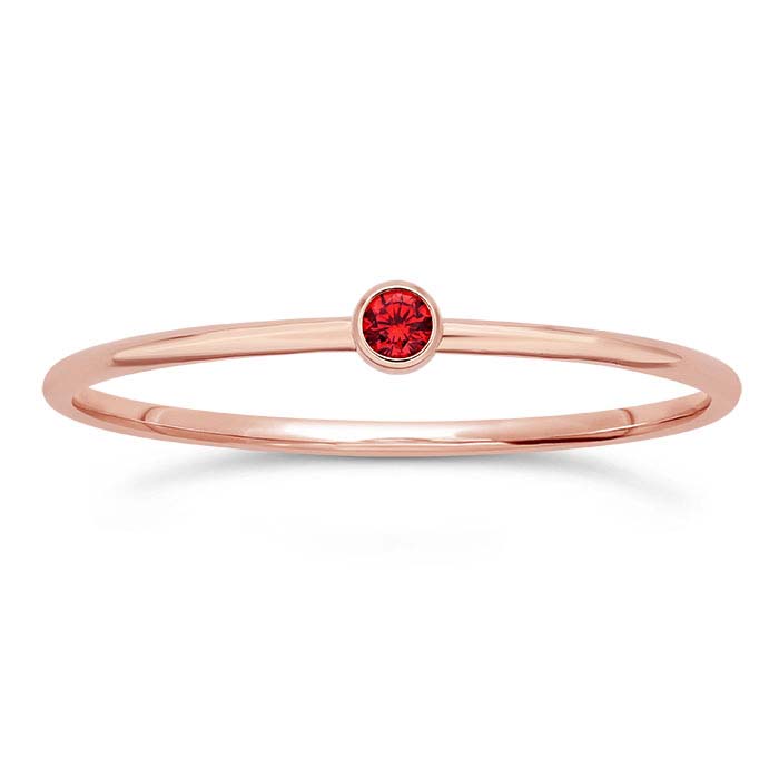 14/20 Rose Gold-Filled Red CZ-Set Rings