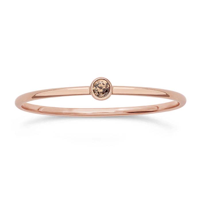 14/20 Rose Gold-Filled Champagne CZ-Set Rings
