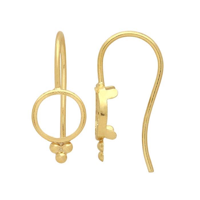 14/20 Yellow Gold-Filled 6mm Round Back-Set Ear Wire Mounting