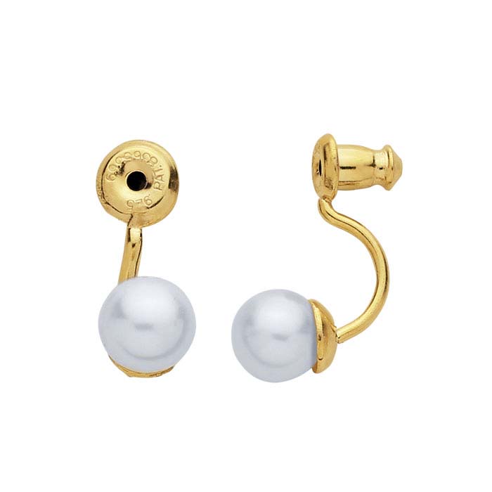14/20 Yellow Gold-Filled Bullet Clutch with Pearl-Set Earring Jacket