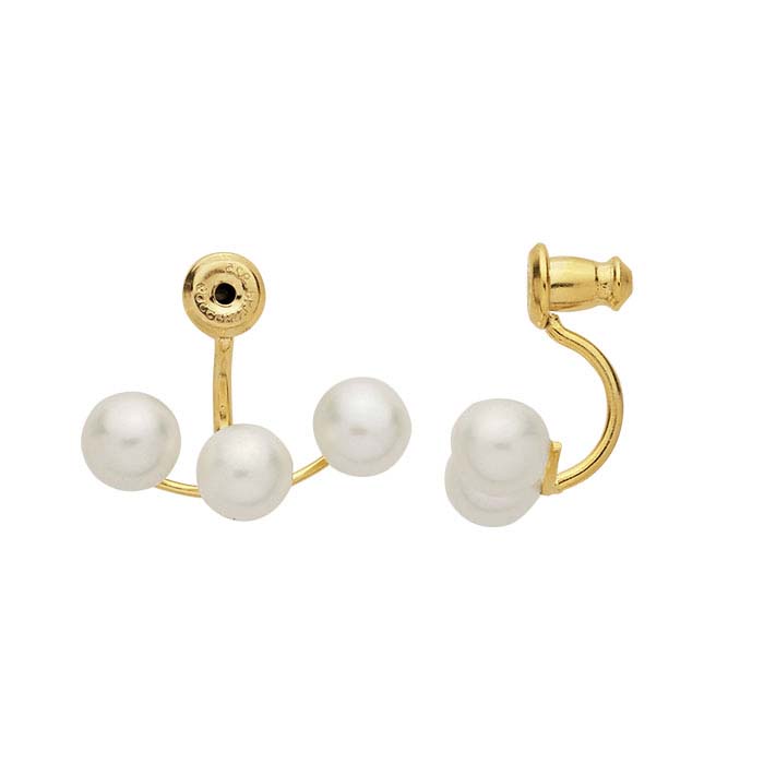 14/20 Yellow Gold-Filled Bullet Clutch with Pearl-Set Earring Jacket