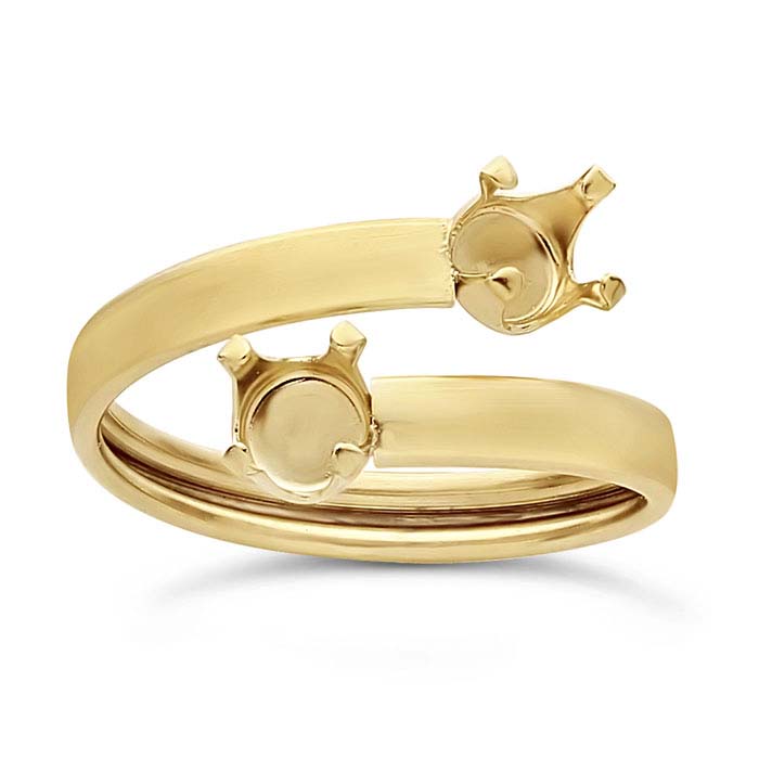 14/20 Yellow Gold-Filled 6mm Round Bypass Ring Mountings, Adjustable