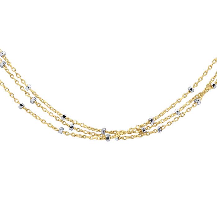 14/20 Yellow Gold-Filled 3-Strand Tin-Cup Cable Chain Necklace