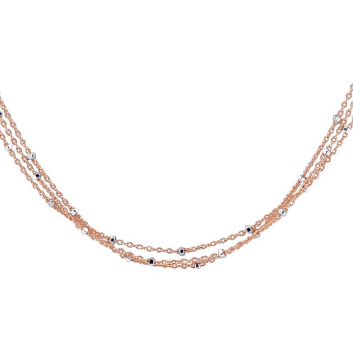 14/20 Rose Gold-Filled 3-Strand Tin-Cup Cable Chain Necklace