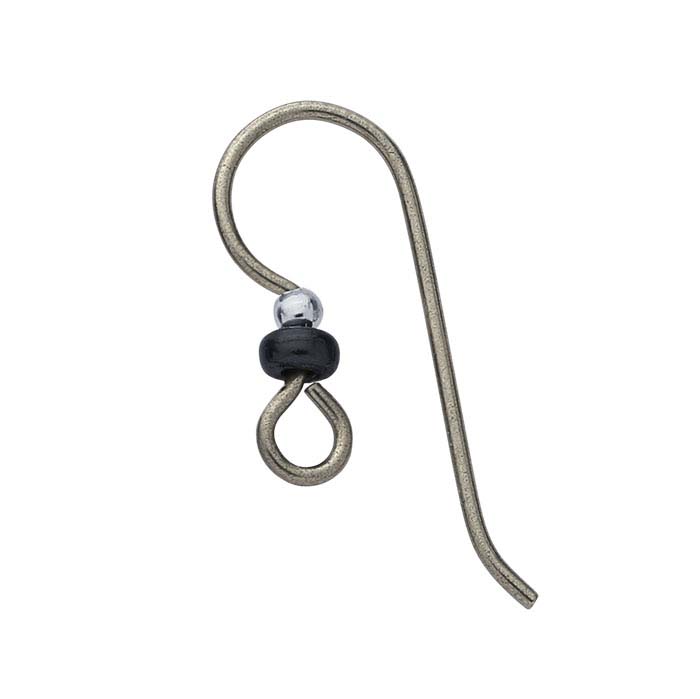 Niobium Gray-Finish Ear Wire with Loop and Beads
